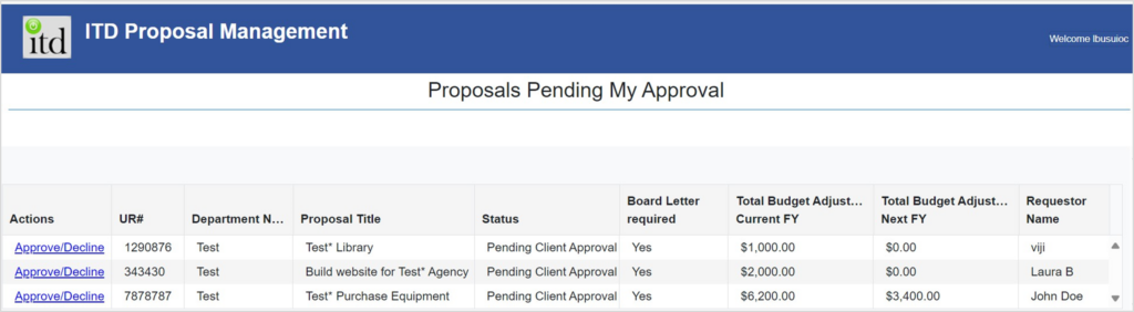 Department Approver Dashboard