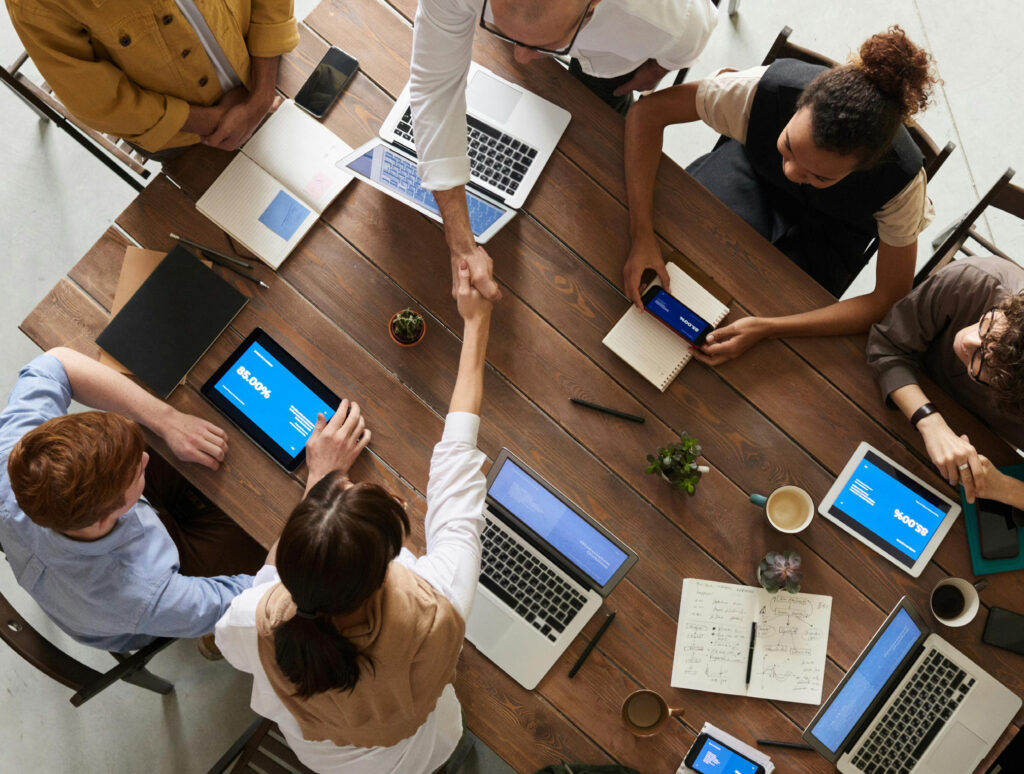 table top view of meeting