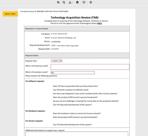 DocuSign Form to fill and sign