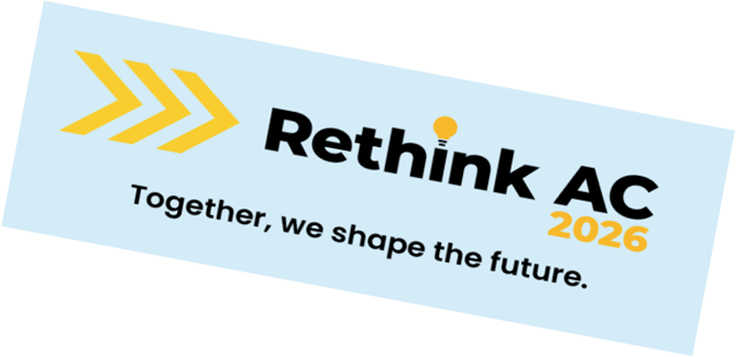 Rethink AC 2026 logo with yellow arrow graphics and the tagline ‘Together, we shape the future.