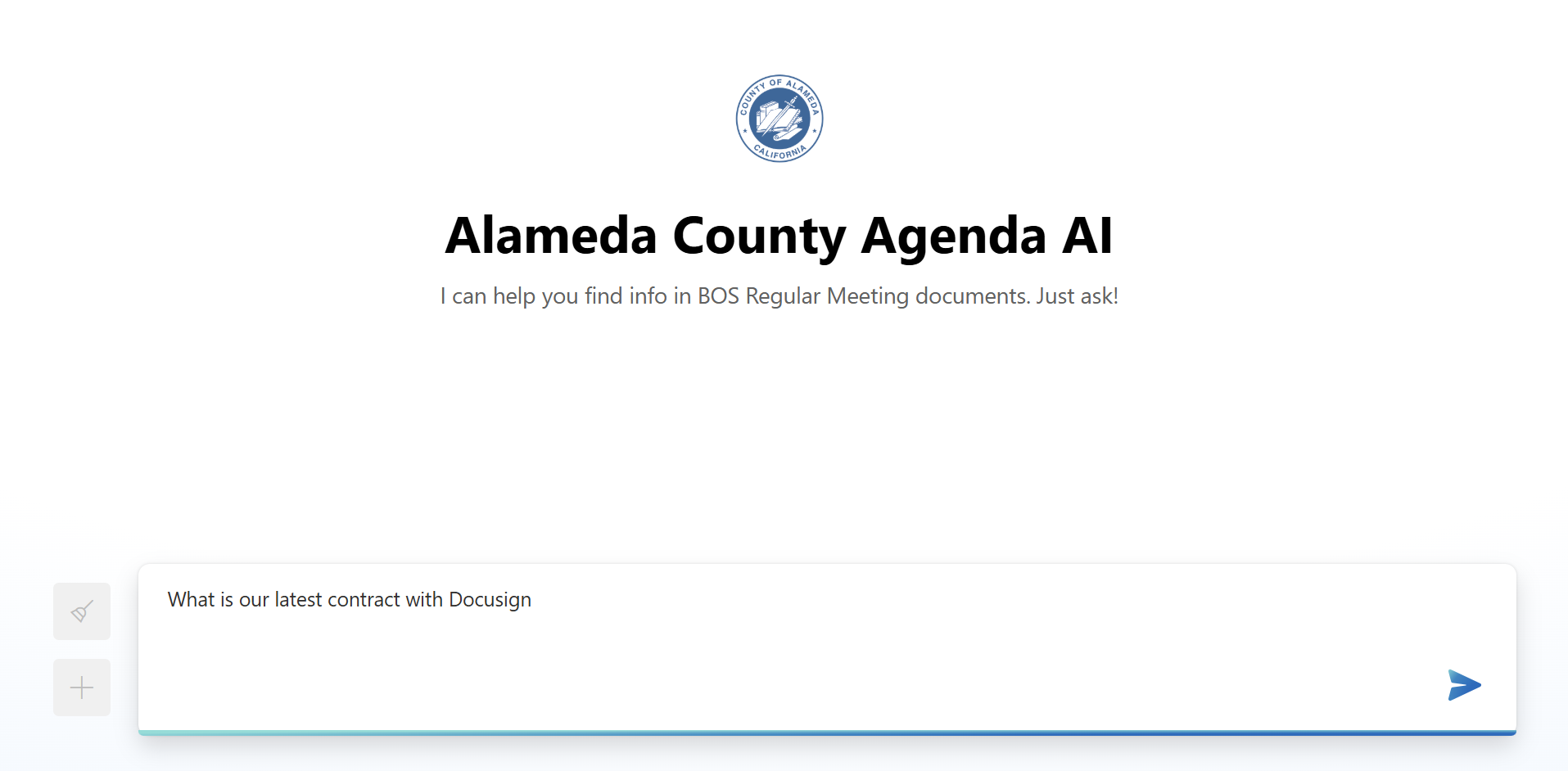 screenshot of Alameda County Agenda AI