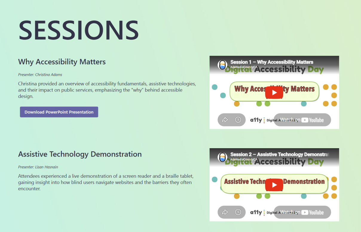 Accessibility sessions slide